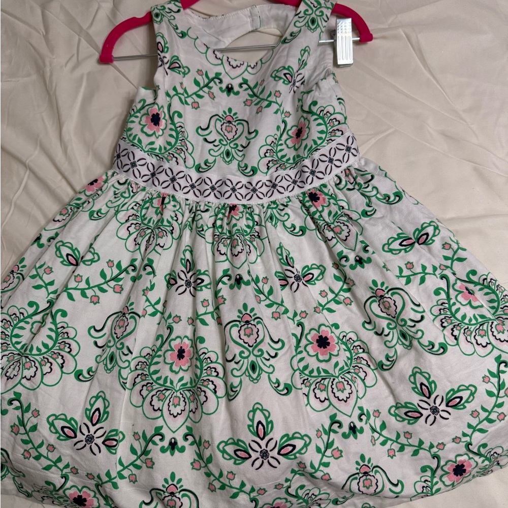 Janie and Jack White and Green Pleated Sundress
